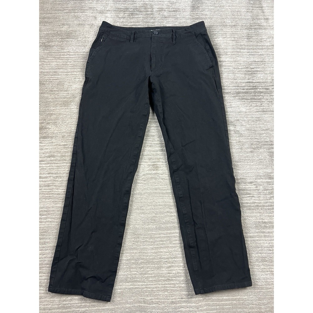 True‎ Classic Chino Pants Mens 34x32 Black Straight Cotton Blend Casual